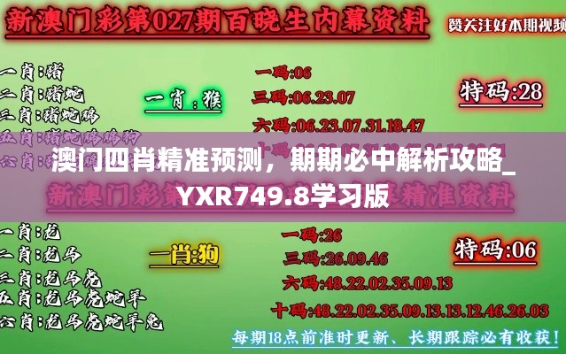澳门四肖精准预测,期期必中解析攻略_YXR749.8学习版
