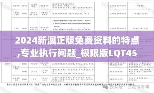 2024新澳正版免费资料的特点,专业执行问题_极限版LQT459.17