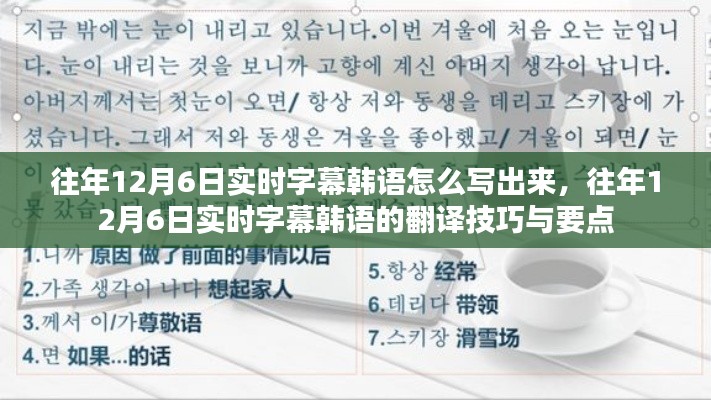往年12月6日实时字幕韩语表达技巧与要点解析