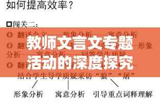 教师文言文专题活动的深度探究与教学解读