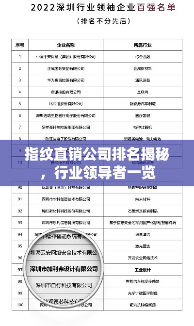 指纹直销公司排名揭秘,行业领导者一览